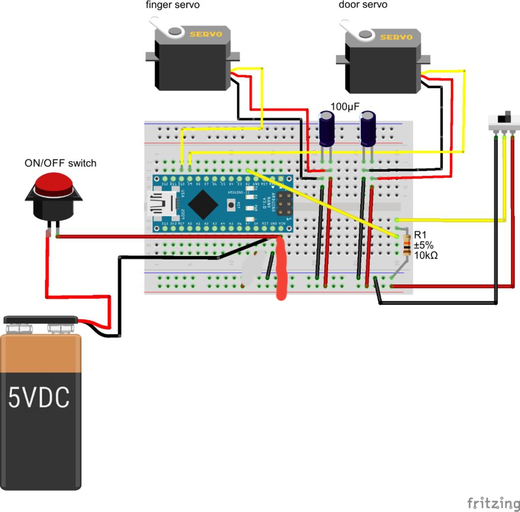 Arduino Useless Box Schematic
