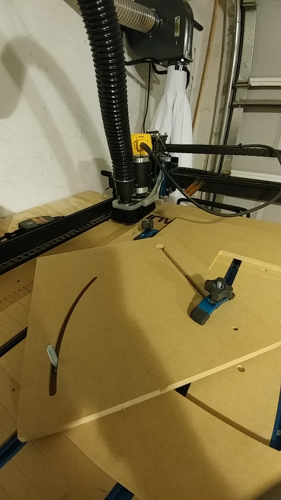 1st cut w/the new dust shoe & dust collector XCarve Inventables
